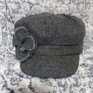 Fair Weather Gray Floral Trim Cabby Hat